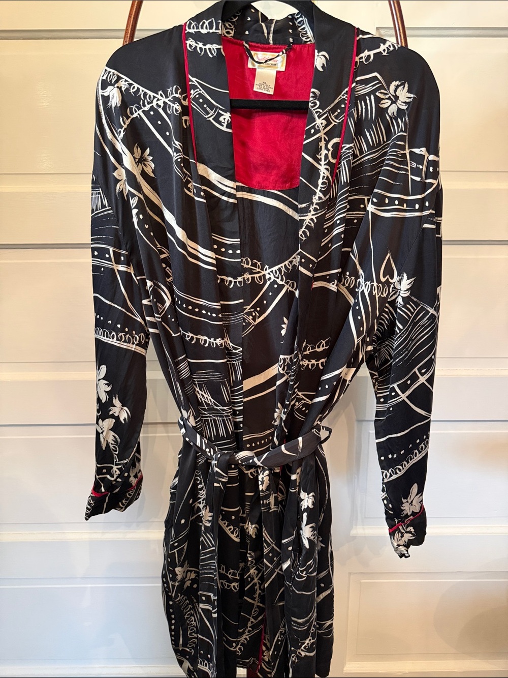 Judith Hart 100% Silk Printed Kimono Robe Luxe Lounge Sleepwear XL
